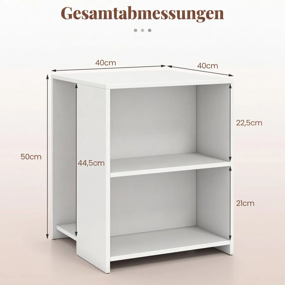 Beistelltisch Holz Quadratischer Sofatisch mit 3 Offenen Ablagefächern Multifunktionaler Wohnzimmertisch