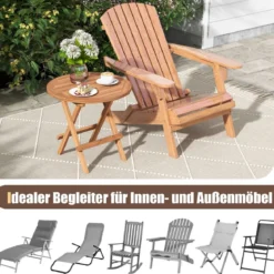 Beistelltisch klappbar wetterfester Klapptisch aus Teakholz runder Balkontisch 50 x 50 cm Natur
