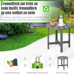 Beistelltisch Kleiner Gartentisch aus UV-beständigem Kunststoff Schwarz/Teak/Grau/Weiß
