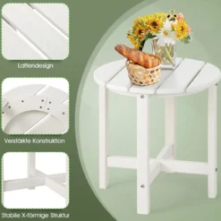 Beistelltisch Kleiner Gartentisch aus UV-beständigem Kunststoff Schwarz/Teak/Grau/Weiß