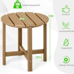 Beistelltisch Kleiner Gartentisch aus UV-beständigem Kunststoff Schwarz/Teak/Grau/Weiß
