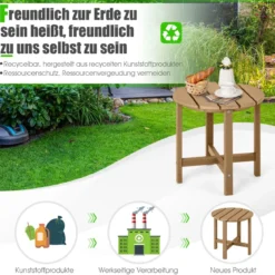 Beistelltisch Kleiner Gartentisch aus UV-beständigem Kunststoff Schwarz/Teak/Grau/Weiß