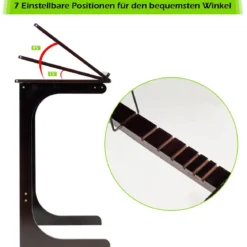 Beistelltisch Laptoptisch C-förmig Kaffeetisch Computertisch Bambus Stehtisch mit Metallgestell Couchtisch Braun