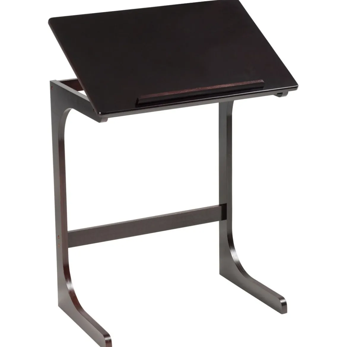 Beistelltisch Laptoptisch C-förmig Kaffeetisch Computertisch Bambus Stehtisch mit Metallgestell Couchtisch Braun