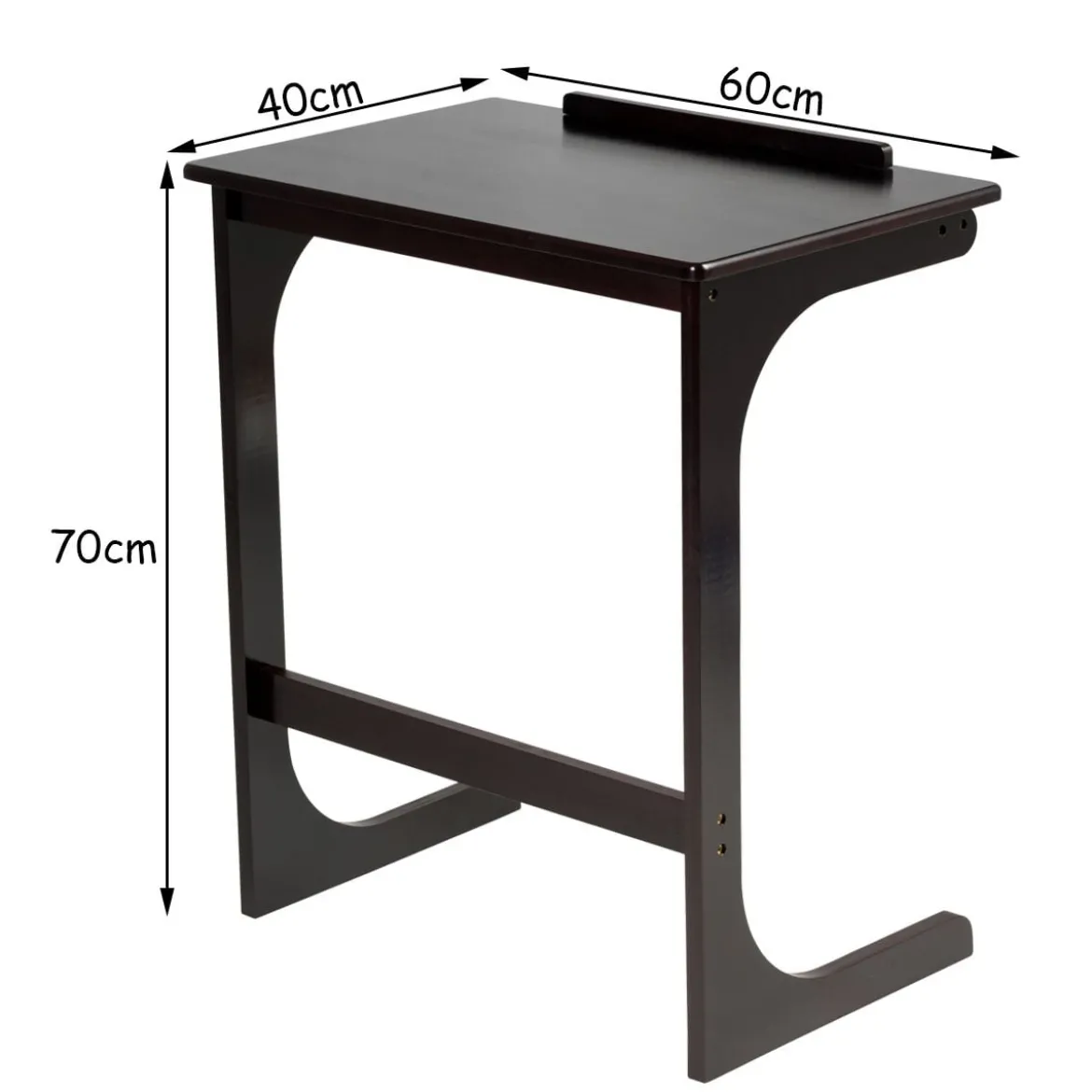 Beistelltisch Laptoptisch C-förmig Kaffeetisch Computertisch Bambus Stehtisch mit Metallgestell Couchtisch Braun
