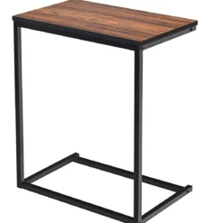 Beistelltisch Laptoptisch Sofatisch Notebooktisch Pflegetisch Metall und Holz 55 x 35 x 65 cm Braun