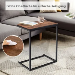Beistelltisch Laptoptisch Sofatisch Notebooktisch Pflegetisch Metall und Holz 55 x 35 x 65 cm Braun