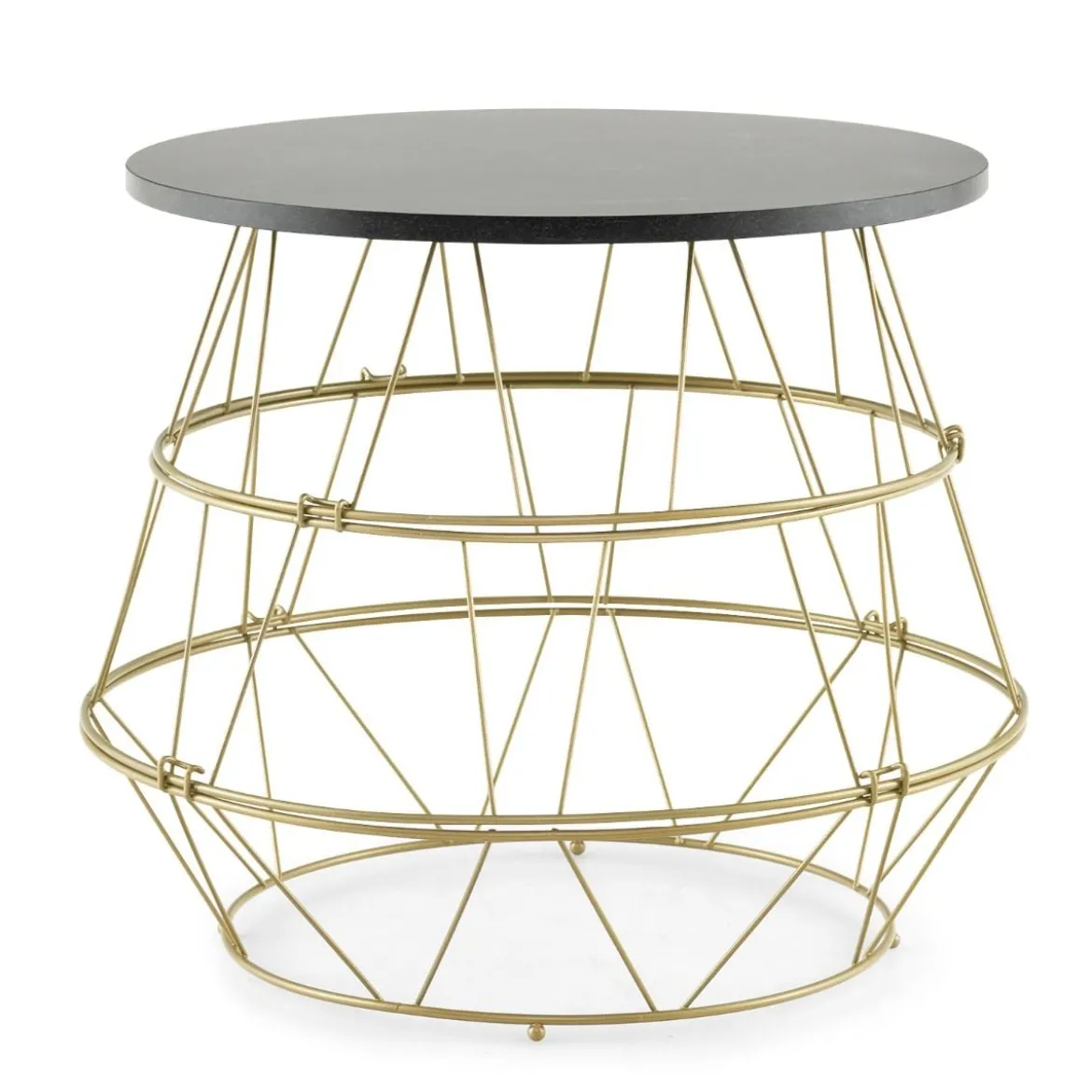Beistelltisch mit Abnehmbarer Tischplatte & Stauraum 40 x 40 x 38 cm Schwarz + Gold