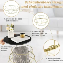 Beistelltisch mit Abnehmbarer Tischplatte & Stauraum 40 x 40 x 38 cm Schwarz + Gold