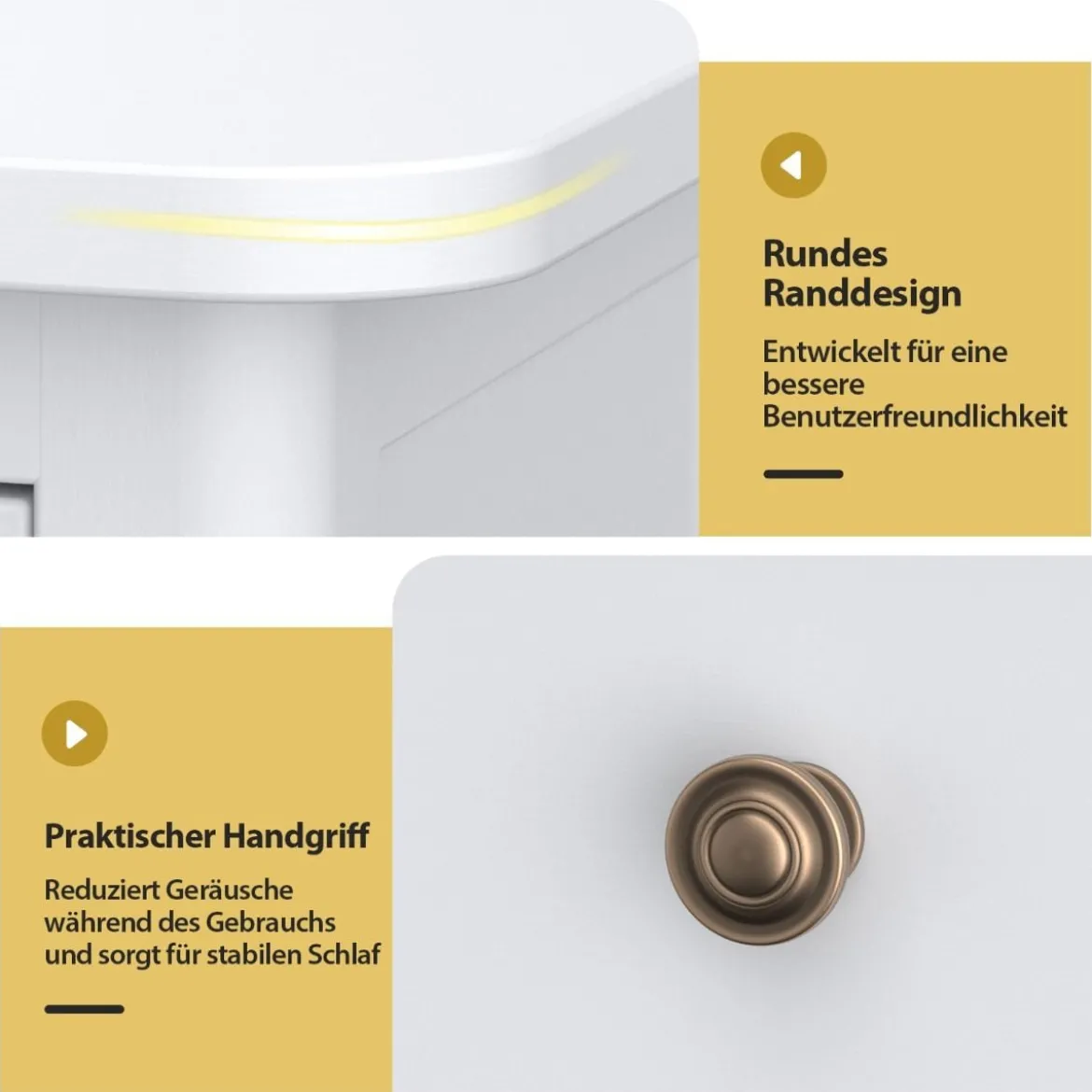 Beistelltisch mit Schublade & Ablage 2-stöckiger Nachttisch Schmaler Sofatisch Kaffeetisch Weiß
