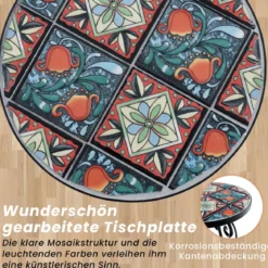 Beistelltisch Mosaiktisch Rund Mosaik Gartentisch Bistrotisch ∅30 x 50 cm