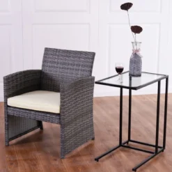 Beistelltisch Nachttisch Couchtisch Kaffeetisch Balkontisch Glastisch Metall + Hartglas