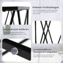 Beistelltisch Sechseckiger Couchtisch mit Metallrahmen & Tischplatte 40 x 34,5 x 60,5 cm Schwarz