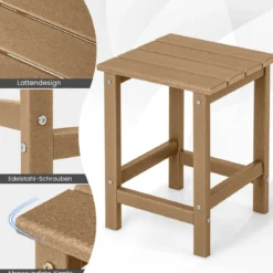 Beistelltisch Witterungsbeständiger HDPE Adirondack Tisch 36 x 36 x 47 cm Schwarz/Braun/Grau/Weiß