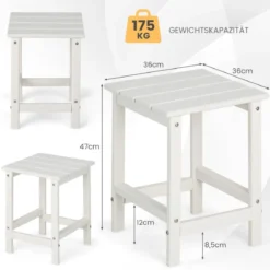 Beistelltisch Witterungsbeständiger HDPE Adirondack Tisch 36 x 36 x 47 cm Schwarz/Braun/Grau/Weiß