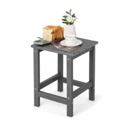Beistelltisch Witterungsbeständiger HDPE Adirondack Tisch 36 x 36 x 47 cm Schwarz/Braun/Grau/Weiß