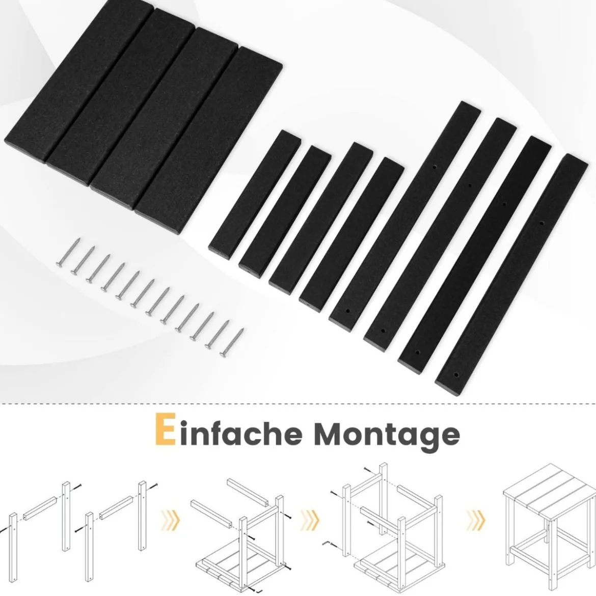 Beistelltisch Witterungsbeständiger HDPE Adirondack Tisch 36 x 36 x 47 cm Schwarz/Braun/Grau/Weiß