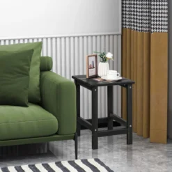 Beistelltisch Witterungsbeständiger HDPE Adirondack Tisch 36 x 36 x 47 cm Schwarz/Braun/Grau/Weiß