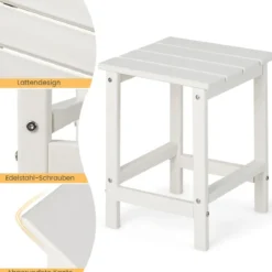 Beistelltisch Witterungsbeständiger HDPE Adirondack Tisch 36 x 36 x 47 cm Schwarz/Braun/Grau/Weiß