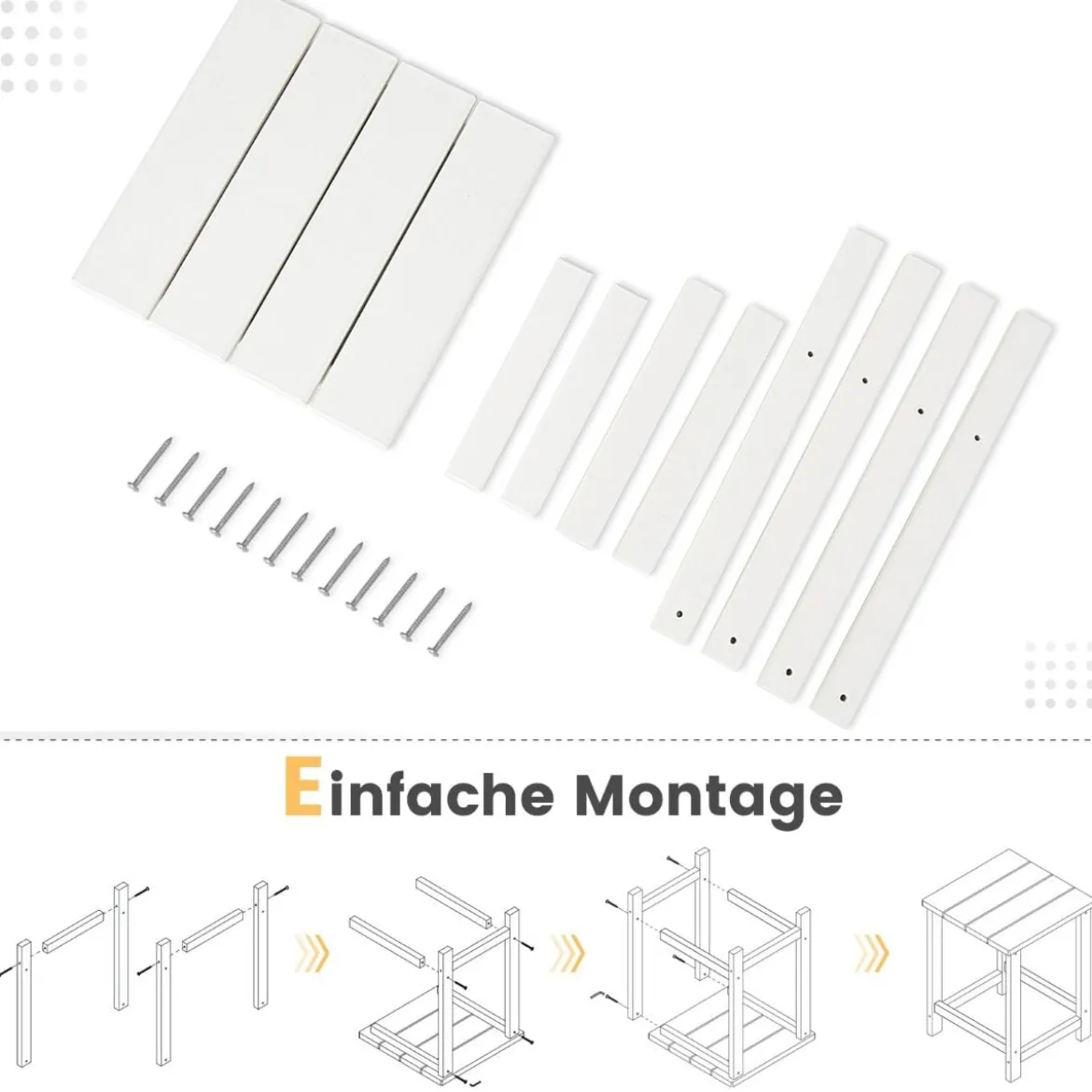 Beistelltisch Witterungsbeständiger HDPE Adirondack Tisch 36 x 36 x 47 cm Schwarz/Braun/Grau/Weiß