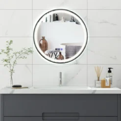 Beleuchteter Badezimmerspiegel mit 3-farbigem LED-Licht & Memory-Funktion & Antibeschlagfunktion