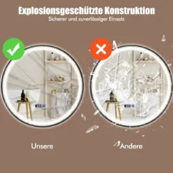 Beleuchteter Badezimmerspiegel mit 3-farbigem LED-Licht & Memory-Funktion & Antibeschlagfunktion