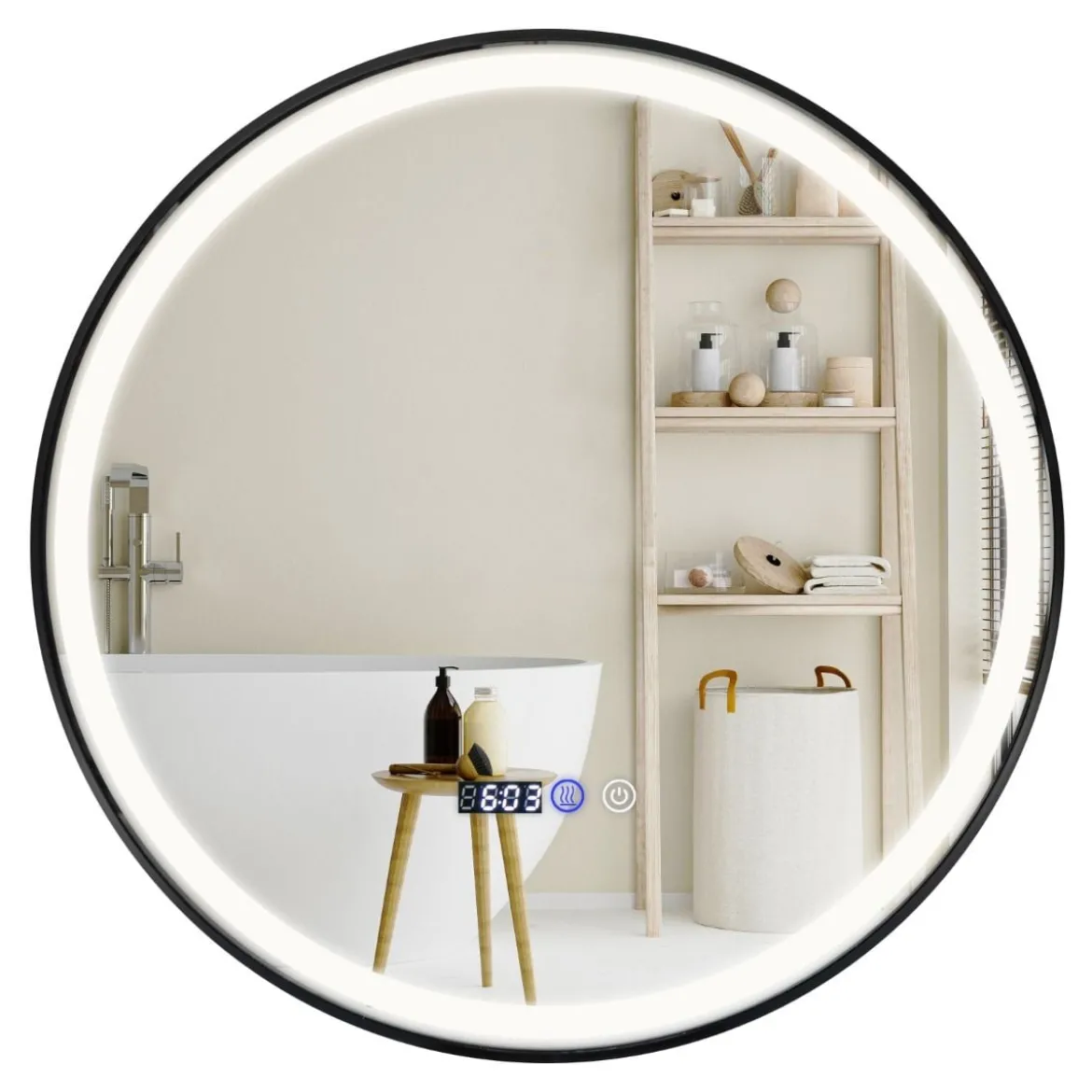 Beleuchteter Badezimmerspiegel mit 3-farbigem LED-Licht & Memory-Funktion & Antibeschlagfunktion