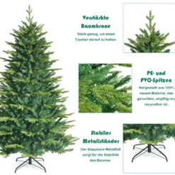 Beleuchteter 180 cm Weihnachtsbaum Klappbarer Weihnachtsbaum mit 420 LED-Lichtern Grün