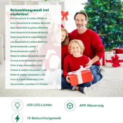 Beleuchteter 180 cm Weihnachtsbaum Klappbarer Weihnachtsbaum mit 420 LED-Lichtern Grün