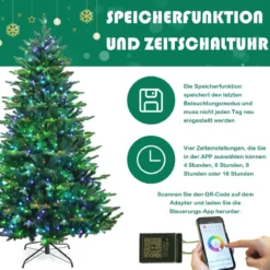 Beleuchteter 180 cm Weihnachtsbaum Klappbarer Weihnachtsbaum mit 420 LED-Lichtern Grün