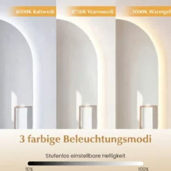 Beleuchteter Spiegel mit Dimmbarer 3-Farbtemperatur & Anti Beschlag Funktion Wandspiegel 80 x 50 cm