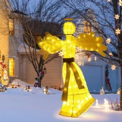 Beleuchteter Weihnachtsengel mit 100 LED-Lichtern 3-Dimensionale Engelsfigur Weihnachtsdeko