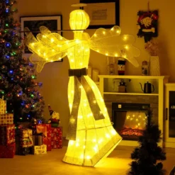 Beleuchteter Weihnachtsengel mit 100 LED-Lichtern 3-Dimensionale Engelsfigur Weihnachtsdeko