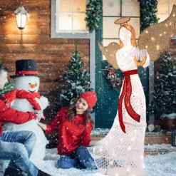 Beleuchteter Weihnachtsengel mit Harfe & 120 Warmweißen LED-Lichtern Weihnachtsdeko