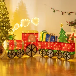 Beleuchteter Zug Set mit Realistischem Rauch Weihnachtszug mit Weihnachtsbaum & LED-Lichter