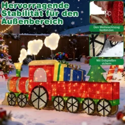 Beleuchteter Zug Set mit Realistischem Rauch Weihnachtszug mit Weihnachtsbaum & LED-Lichter