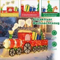 Beleuchteter Zug Set mit Realistischem Rauch Weihnachtszug mit Weihnachtsbaum & LED-Lichter