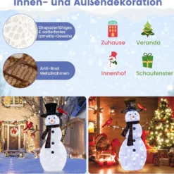 Beleuchtete Weihnachtsdekoration Schneemann mit roten Vögeln 99 x 16 x 127 cm Weiß