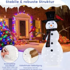 Beleuchtete Weihnachtsdekoration Schneemann mit roten Vögeln 99 x 16 x 127 cm Weiß