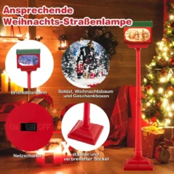 Beleuchtete Weihnachtsstraßenlampe 150cm rote Weihnachtslaterne mit Musik