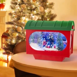 Beleuchtete Weihnachtsstraßenlampe 150cm rote Weihnachtslaterne mit Musik