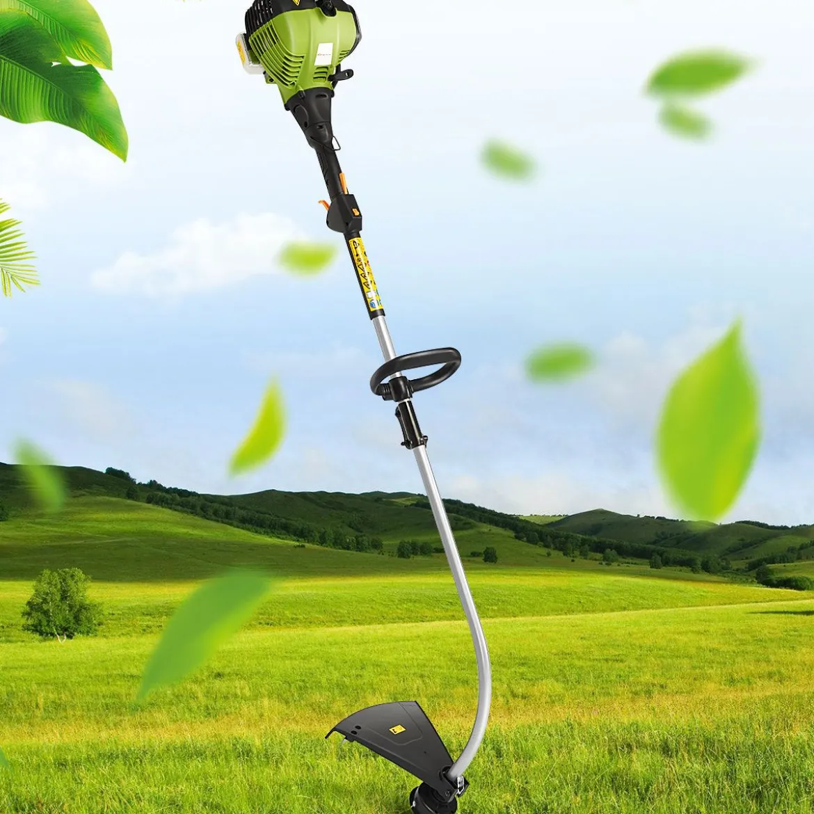 Benzin Rasentrimmer 800 W Freischneider Garten Kantenschneider mit Handgriffe Grün 167 x 21 cm