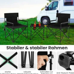 Übergroße Campingstühle mit Tisch & 2 Getränkehaltern & Aufbewahrungstasche Klappstühle