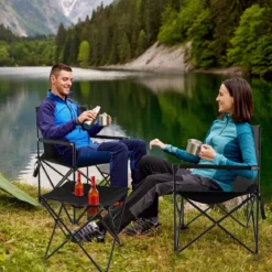 Übergroße Campingstühle mit Tisch & 2 Getränkehaltern & Aufbewahrungstasche Klappstühle