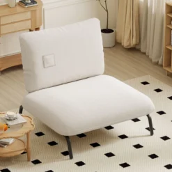 Übergroßer Akzentstuhl mit Extra Breitem & Tiefem Sitz Polsterstuhl Belastbar bis 250 kg Beige