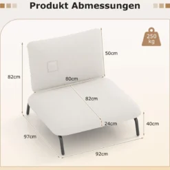 Übergroßer Akzentstuhl mit Extra Breitem & Tiefem Sitz Polsterstuhl Belastbar bis 250 kg Beige