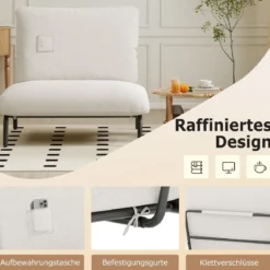 Übergroßer Akzentstuhl mit Extra Breitem & Tiefem Sitz Polsterstuhl Belastbar bis 250 kg Beige