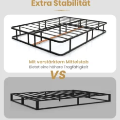 Bettgestell aus Metall Metall-Bettrahmen Plattform-Bettgestell mit Metallleistenunterstützung Schwarz 200 x 140 x 26 cm