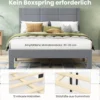 Bettgestell für 200 x 140 cm Matratze Samtstoff Gepolstertes Doppelbettgestell Plattformbett Grau