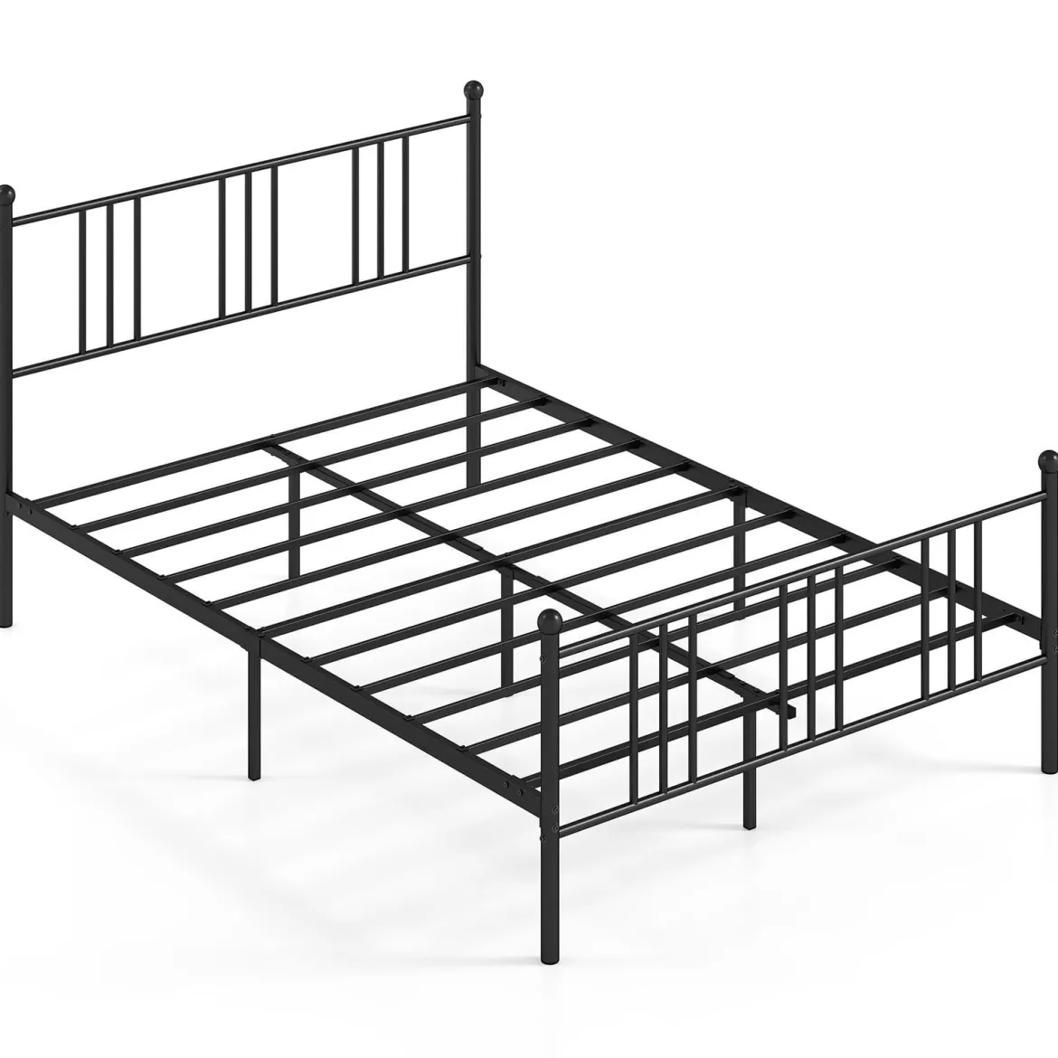 Bettgestell 140 x 200cm Queen-Size Bettrahmen aus Metall bis zu 300 kg Belastbar Schwarz